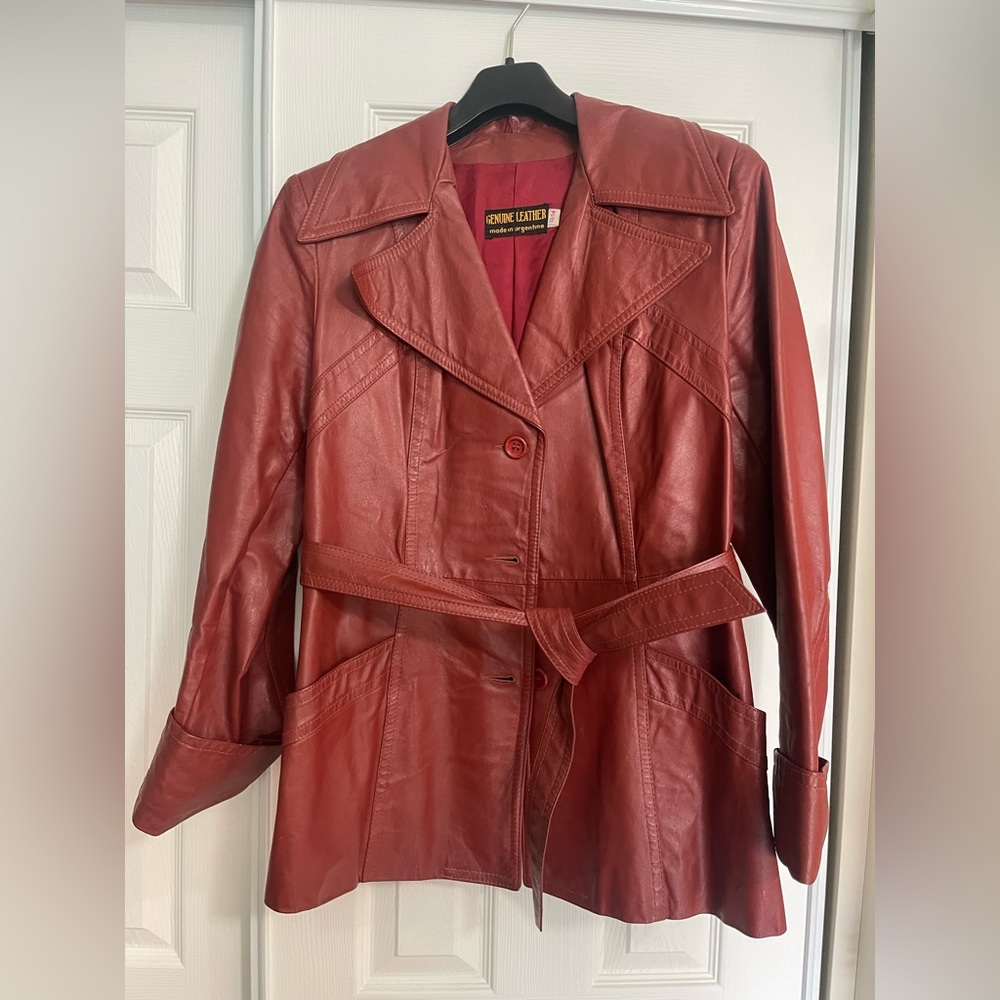 Juniors/Women’s Red Leather Coat